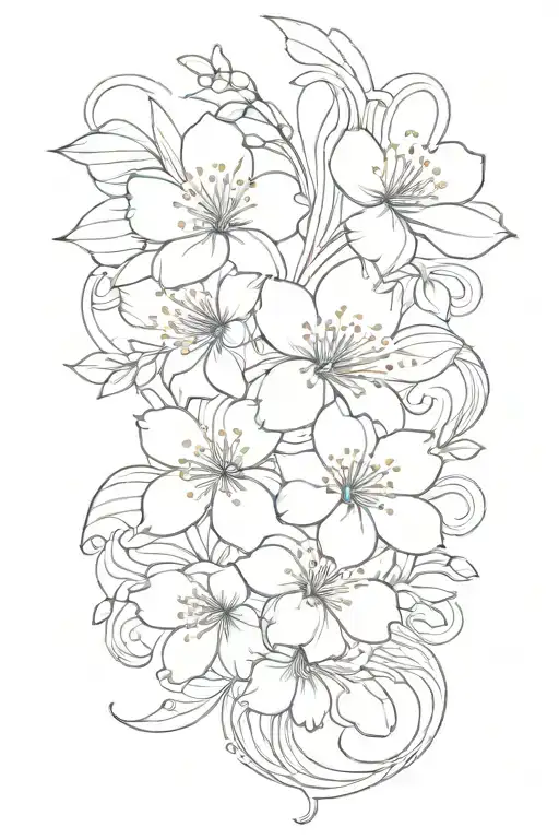 Cherry Blossom Petals And Waves Going Up The Thigh