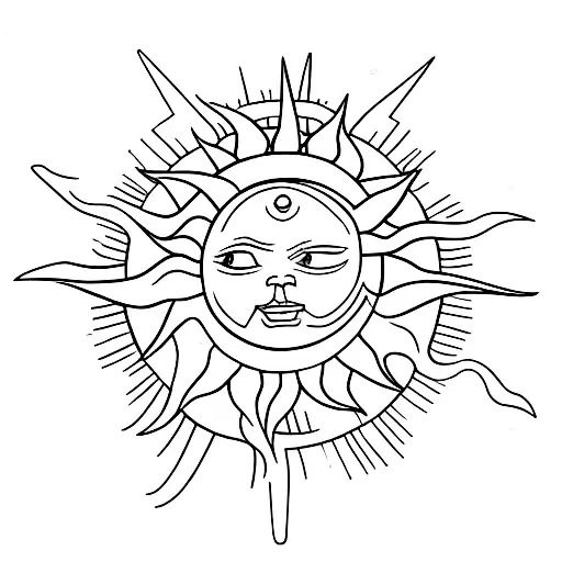 A Sun With Swords Going Through It