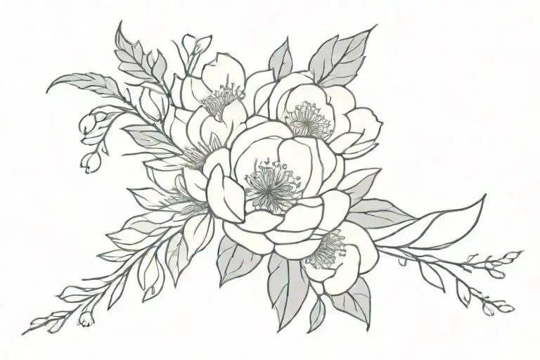 Birth Flower Bouquet Tied Together