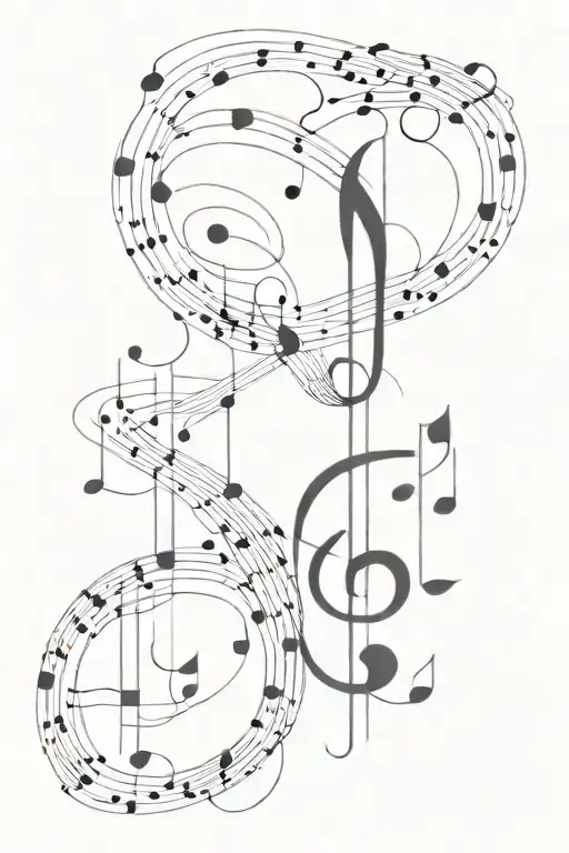 A Fusion Of Persian Music Notes And Binary Code Forming A Sleeve Tattoo Design