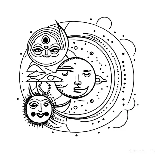 Sun And Moon Surrounded By Magic