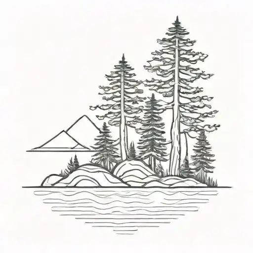 Small Island With 4 Pine Trees