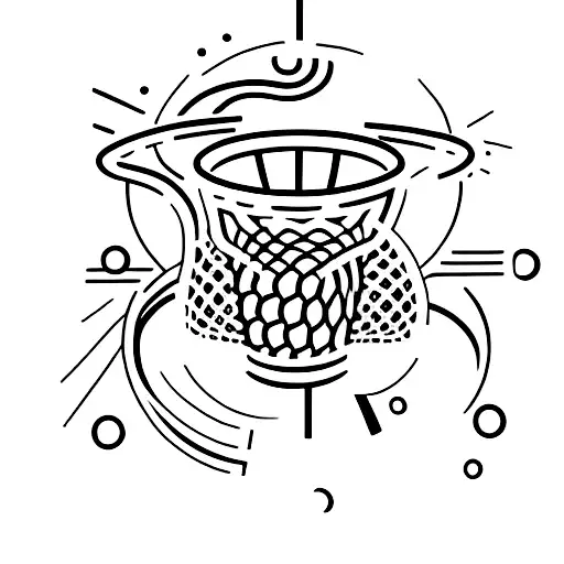 A Minimalist Tattoo Of A Basketball Player Jumping With The Word 'Dad' Incorporated In The Design