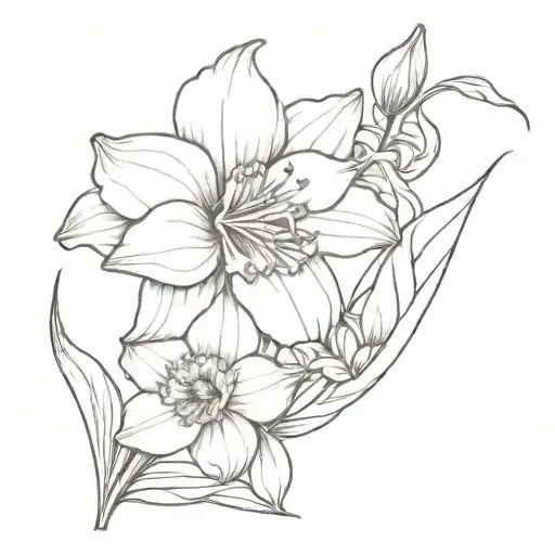 Bouquet Fine Line Daffodil And Marigold