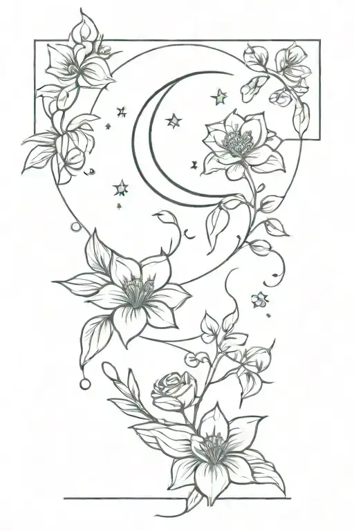 Moon And Flowers