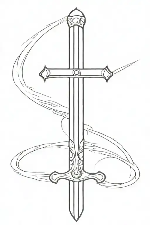 Sword With Semi Colon Inscribed On Hilt Cross Like