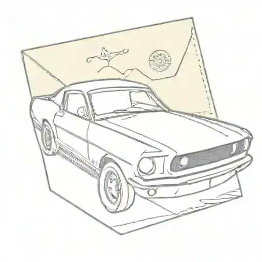 Classic Mustang Car On An Envelope Stamp