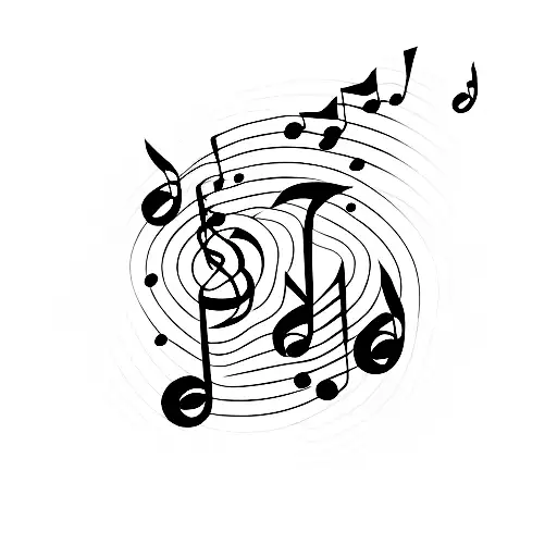 A Minimalist Design Of A Singing Bird Surrounded By Musical Notes