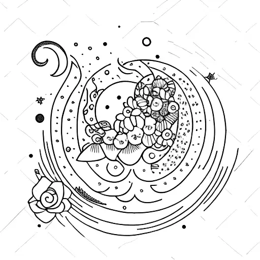 A Whimsical Moon Surrounded By A Constellation Of Flowers