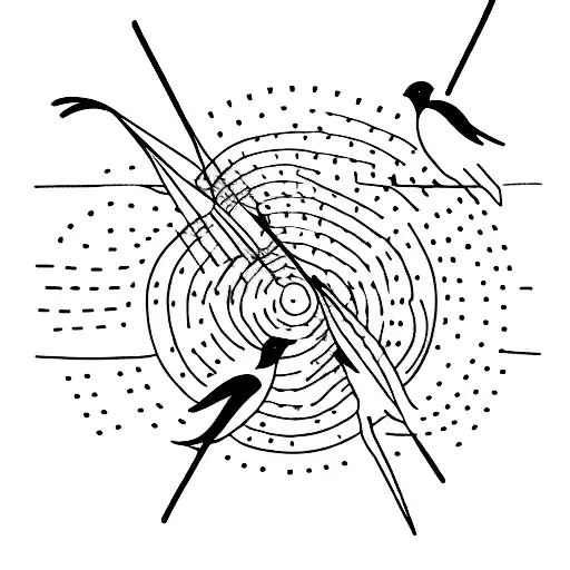 4 Birds Flying In A Line