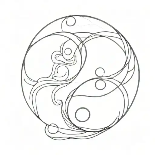 Yin Yang Sign Simple Line Drawing