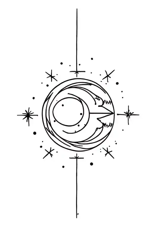 Astrology Symbol Moon Surrounded