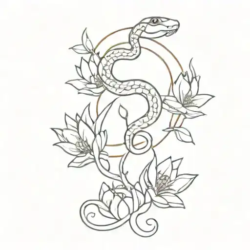Sleeve Of A Snake Among Water Lilies On Top Of The Sun