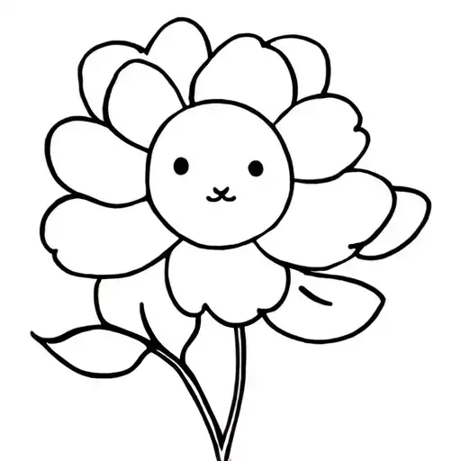A Simple Flower Outline With A Cute Little Face