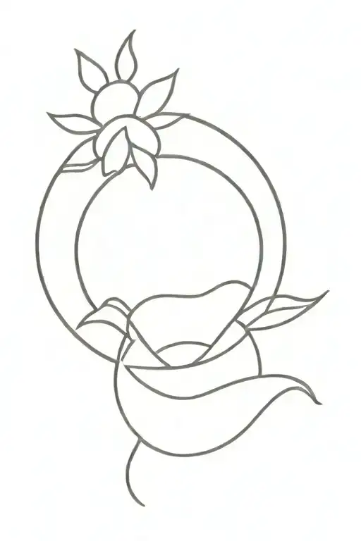 Minimalist Flower With Sun And Moon