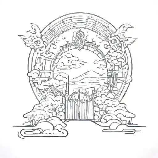 Heaven's Gates Above A Road To Hell Picture Logo Incorporating 678 Gz