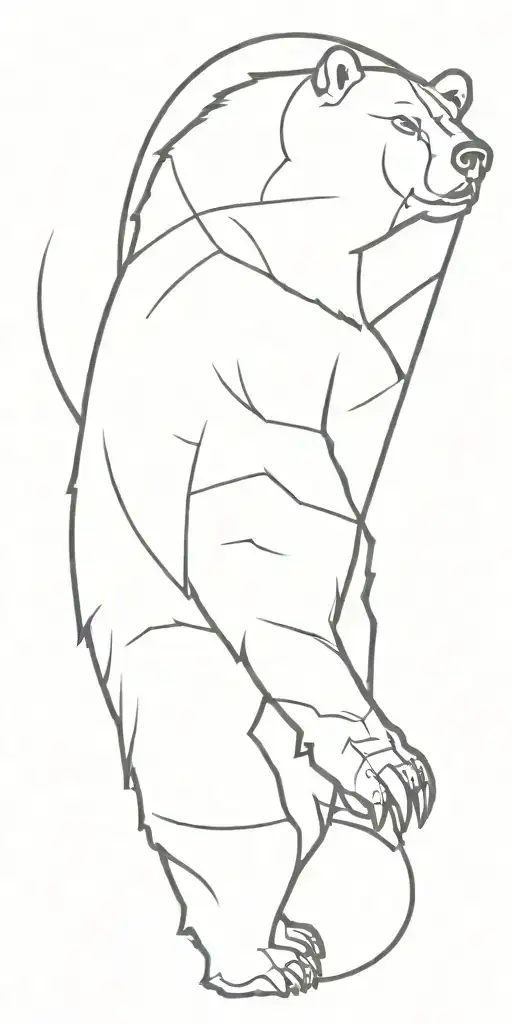 Grizzly Bear Encased In Armor Incorporating A Compass