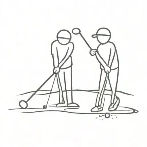 2 Stickmen Playing Golf 1 Flag 1 Putting Sand