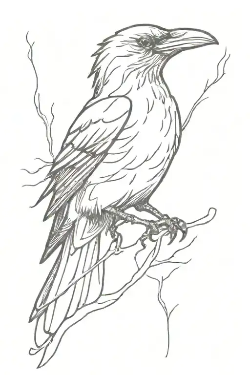 Crow Holding Fork In Beak Open