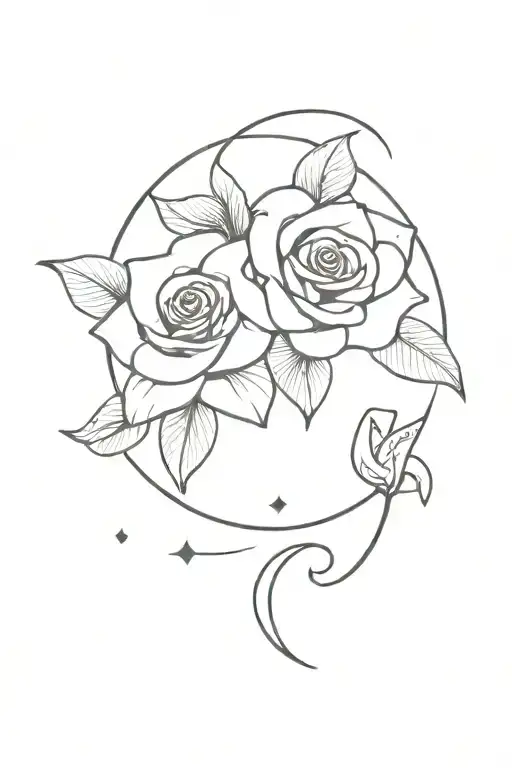 Rose And Lilies With Sun And Moon