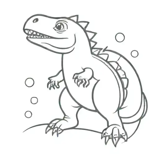 Small Cute Dinosaur Outline Cartoon