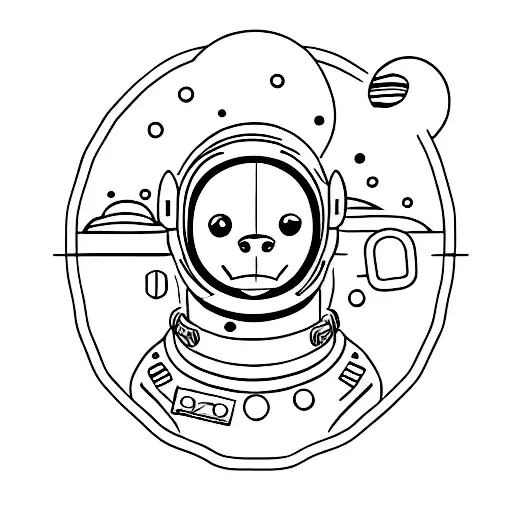A Small Minimalist Tattoo Of A Monkey Wearing A Space Helmet