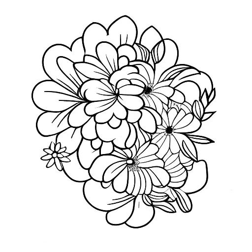 A Dotwork Tattoo Of A Floral Wreath With The Client's Favorite Birth Flowers