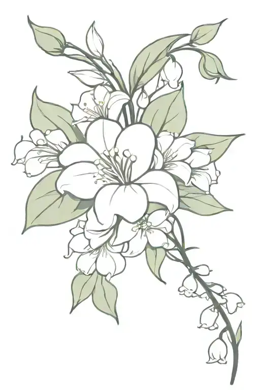 A Super Simple Bouquet Of Lily Of The Valley Intertwined With Rose And Morning Glory