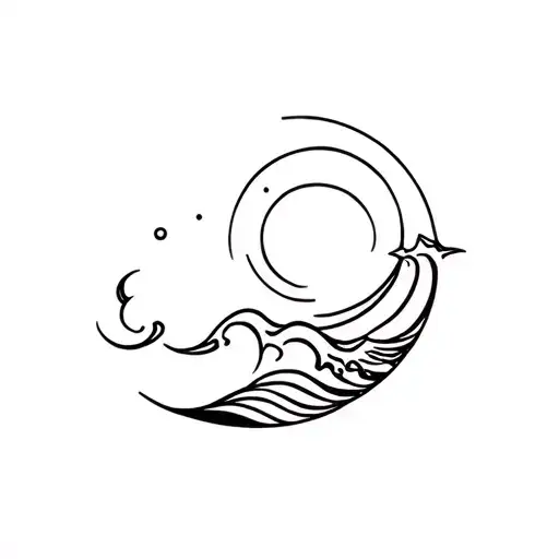 Moon And Sun And Wave Crashing