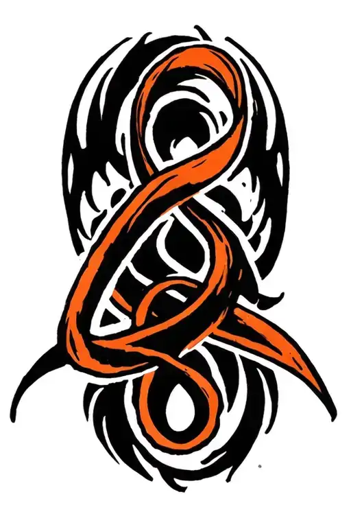 Kidney Cancer Orange Ribbon Intertwined With Strength Symbol