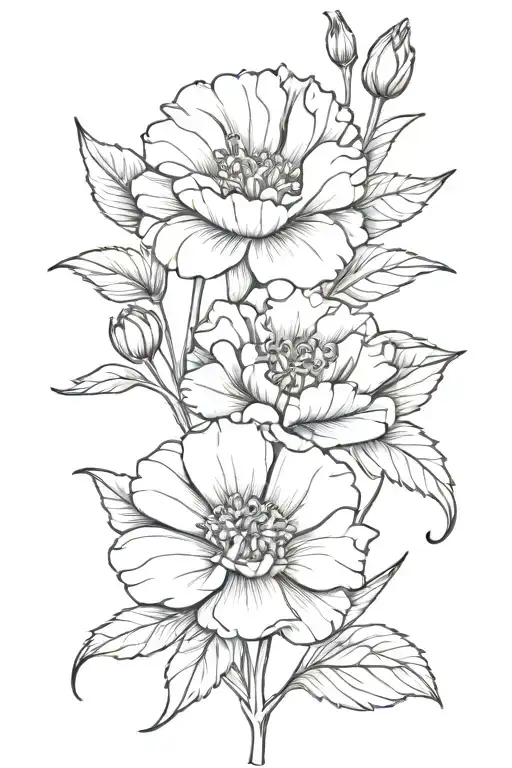 Carnation And Daisy Flower Intertwined