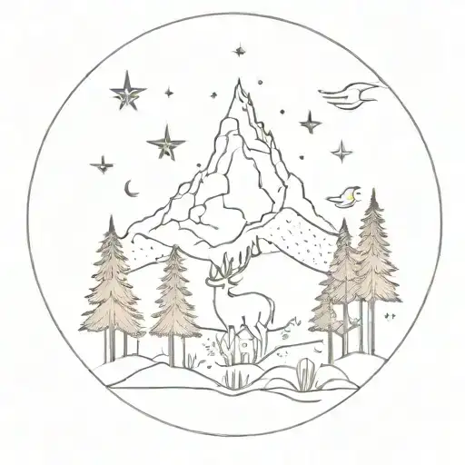 Celestial Forest Scene With Mystical Creatures