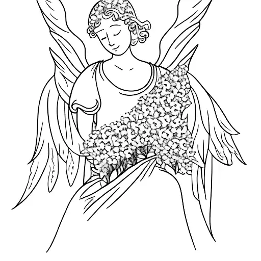 Angel With Wisteria In The Background