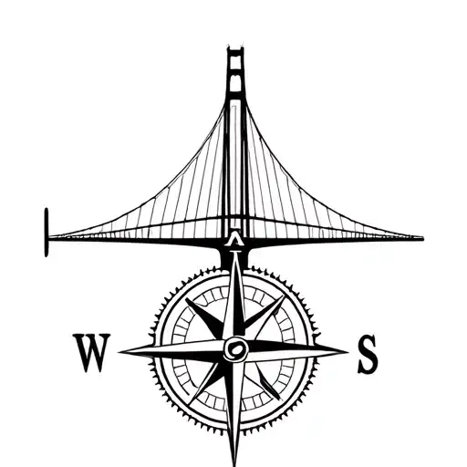 Nautical Compass With The Mackinaw Bridge