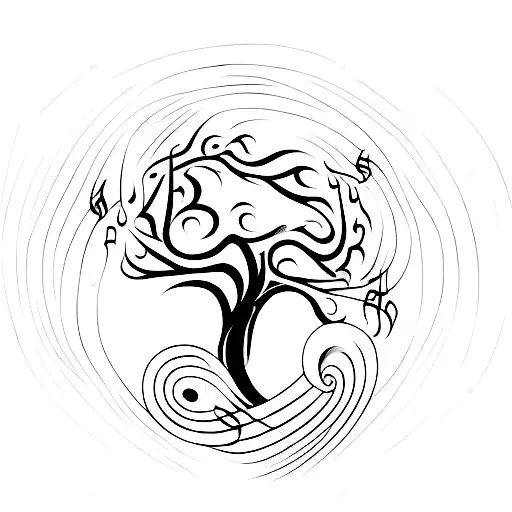 A Tree Of Life With Roots Shaped Like Music Waves