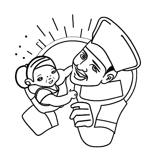 A Baby Girl And A 4 Year Old Girl With Father