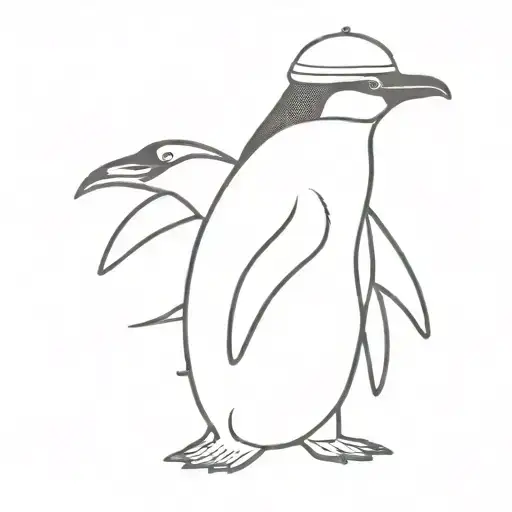 Male Penguin Full Body Wearing A Cap