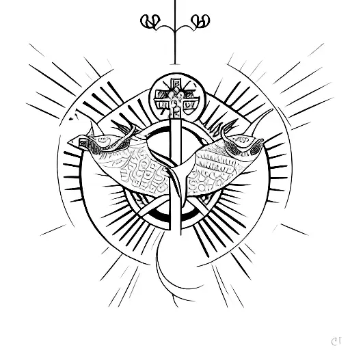 Gloria In Excelsis Deo Text And Fish Symbol And Holy Spirit Symbpl