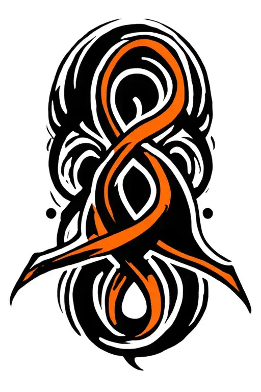 Kidney Cancer Orange Ribbon Intertwined With Strength Symbol