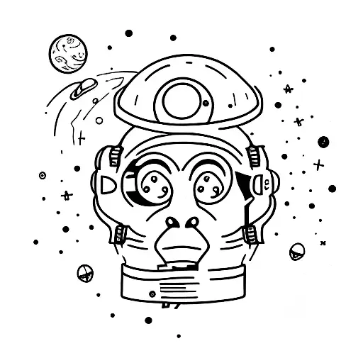 A Small Minimalist Tattoo Of A Monkey Wearing A Space Helmet