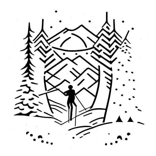 A Cross-country Skier Exploring A Snowy Forest Trail