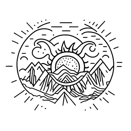 Mountains With A Sun For A Knee