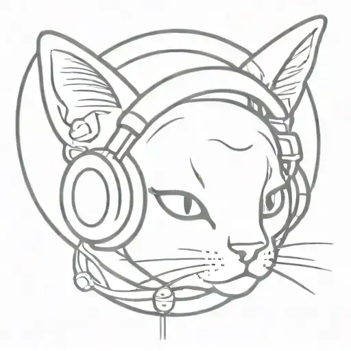 Saturn And Cat Wearing Headphones