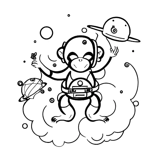 A Small Minimalist Tattoo Of A Monkey Wearing A Space Helmet