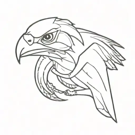 Minimalist Raptor Line Art