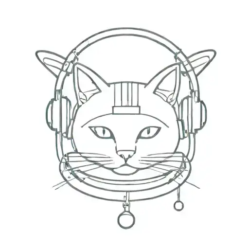 Saturn With A Cat Wearing Headphones On Top