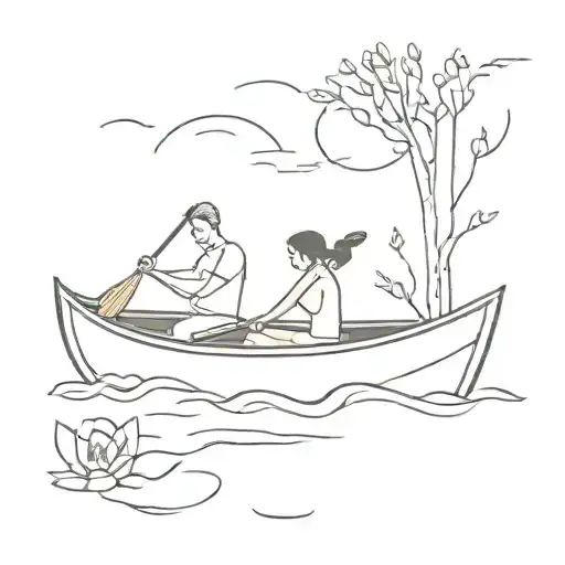 Dad Daughter Canoe Floating