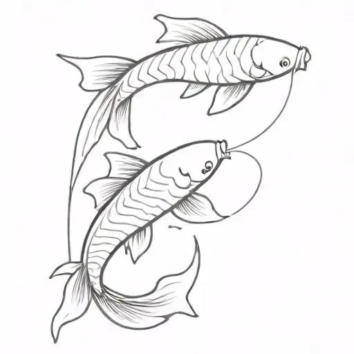 2 Koi Fish Fine Line