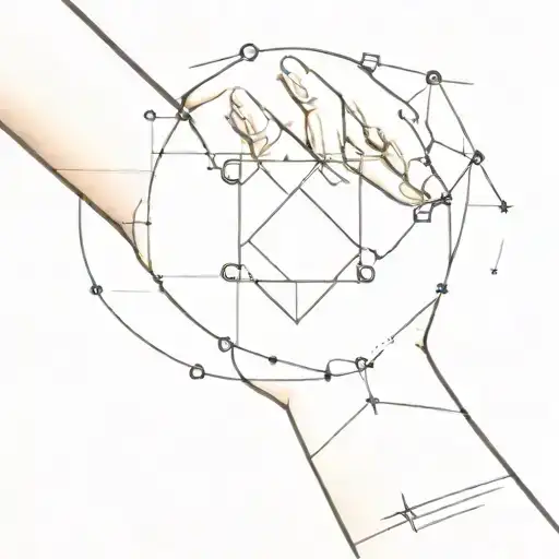 Fine Line Celestial Geometrc Tattoo On Back Of Hand And Wrist