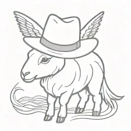 Angel Lamb With A Cowboy Hat